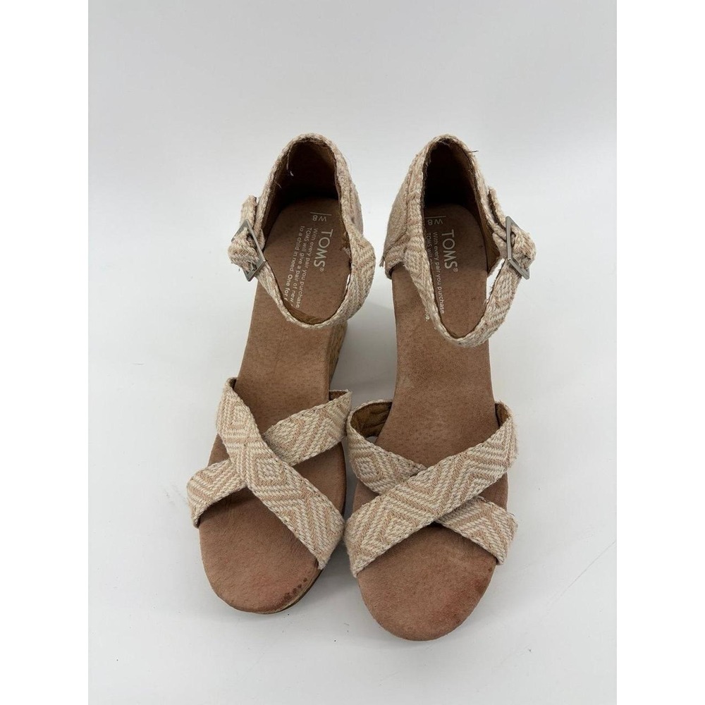 Toms Sienna Woven Cork Wedge Sandal, Cream Tan,‎ Women's 8
